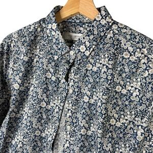 Contemporaine Simons Liberty Fabrics Blue Floral Cotton Long Sleeve Tunic Shirt